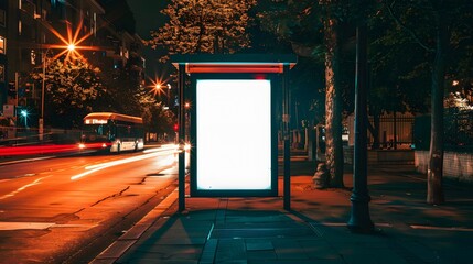 Wall Mural - blank billboards at a bus stop on the street