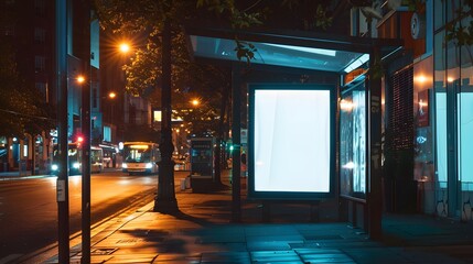 Wall Mural - blank billboards at a bus stop on the street