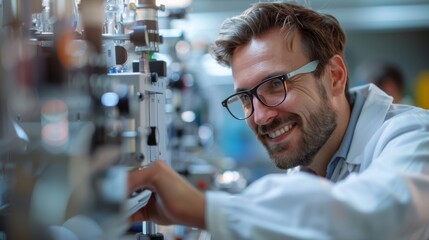 Wall Mural - Focused engineer meticulously inspecting complex machinery equipment