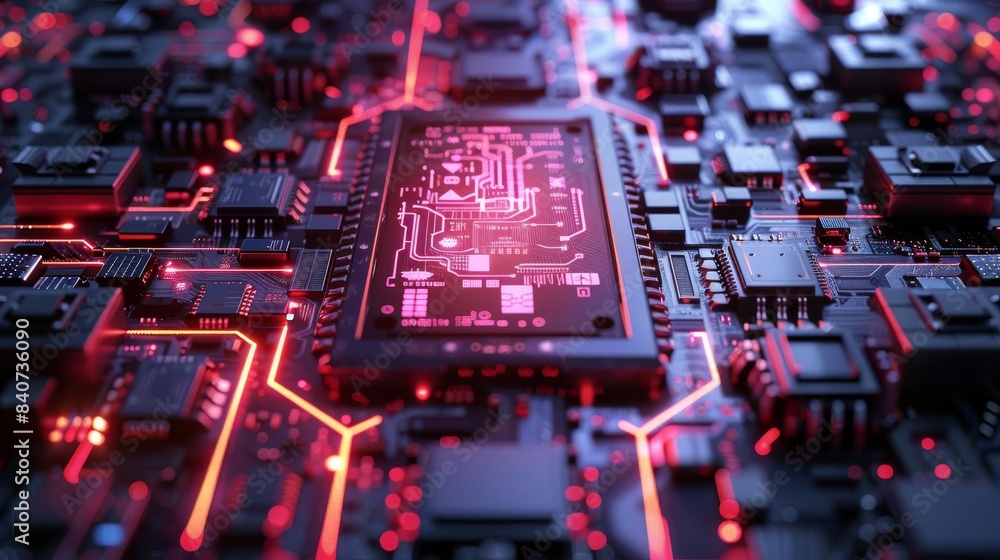 Secure processors integrated with futuristic digital cpu, flat design ...