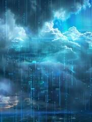 Cloud computing concept.Abstract cloud connection transfer big data on internet futuristic digital technology background. hyper realistic 