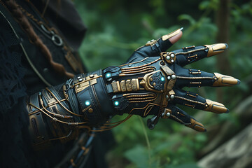 steampunk glove gold and black