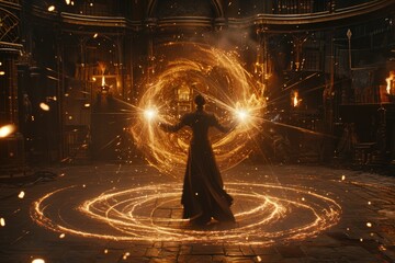 Aufkleber - Mystical swirling blue energy, magical academy where students learn to harness elemental powers