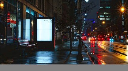 Wall Mural - blank billboards at a bus stop on the street