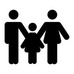 Poster - family with one daughter icon symbol or sign