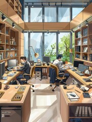 professional business team is working on a project together in the offices hyper realistic 