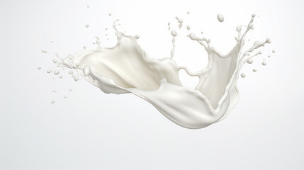 Wall Mural - Fresh Milk and Yogurt Splash in 3D Isolated on White Background with Clipping Path, Realistic Dairy Product Splash, Stock Illustration