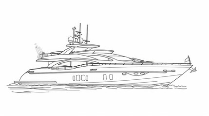 Sticker - Vector illustration of luxury yacht in sea water.