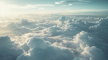 Wall Mural - Fluffy white clouds blue sky, Atmospheric images capturing interactions with surrounding clouds