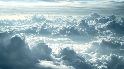 Wall Mural - Fluffy white clouds blue sky, Atmospheric images capturing interactions with surrounding clouds