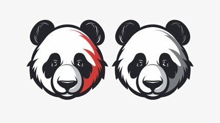 Wall Mural - Mascot logo design of a panda with bold line. Clipart vector illustration.