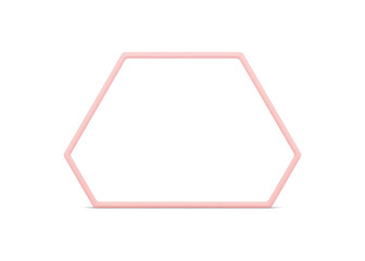 Wall Mural - Hexagonal geometric form pink glossy border 3d decor element front view realistic vector