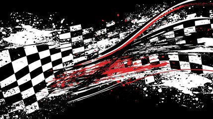 Poster - Racing background with checkered flag and abstract elements vector Illustration on white Background