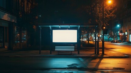 Wall Mural - blank billboards at a bus stop on the street