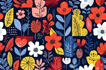 Fototapete - Vibrant, abstract, colorful patterns, Fun and lively vector design with whimsical patterns and cheerful hues
