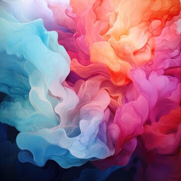 Multicolored smoke turning into clumps of paint
