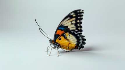Wall Mural - closeup view of a beautiful butterfly rest over plain background