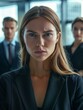 © Johannes - portrait of people. à¸ºbusiness woman and team. Angry , serious mood. modren office and tower view background. hyper realistic