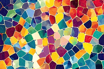 Fototapete - Vibrant, colorful mosaic swirl, Vector graphic featuring a delightful and colorful mosaic style background for a fun and enjoyable feel