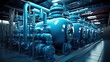 © neirfy - blue pipes, abstract factory industrial background