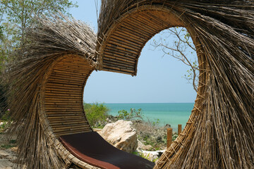 Wall Mural - photo installations in the shape of a heart against the background of the sea, Koh Larn island, Thailand	
