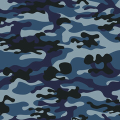 
vector blue camouflage background seamless texture, army navy dark pattern