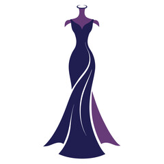 Poster - a complete gown dress mockup vector silhouette, white background