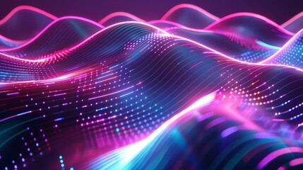 Wall Mural - Futuristic abstract background with colorful glowing lines forming shapes created with generative AI technology hyper realistic 