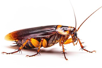 Wall Mural - A clear image of a cockroach on a white background, suitable for use in science and education contexts