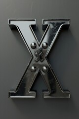 Canvas Print - A close up photo of a metal letter X on a wall, suitable for use in designs and graphics