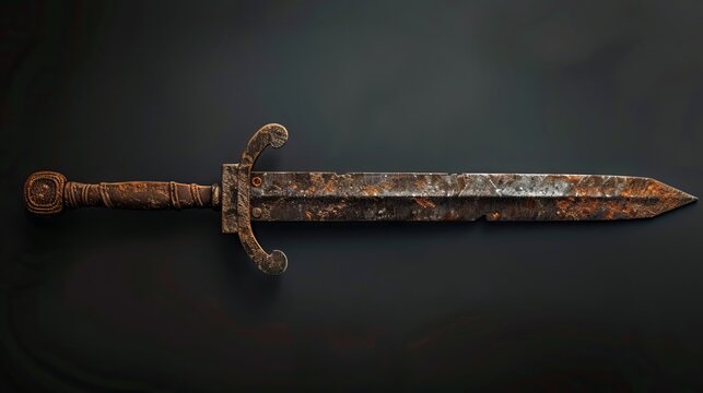 Historic Sword: A rusty sword looks like it belongs to ancient times, evoking legends of epic battles 