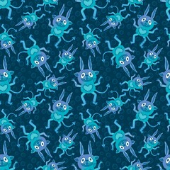 Cartoon monsters seamless pattern for wrapping paper and fabrics and linens