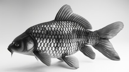 Wall Mural - A close-up view of a fish in black and white