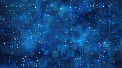 Wall Mural - blue abstract seamless network background with dots and squares Generative AI