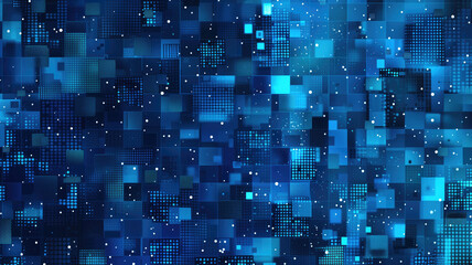 blue abstract seamless network background with dots and squares Generative AI