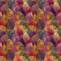 Poster - Watercolor Pattern Of Autumn Leaves