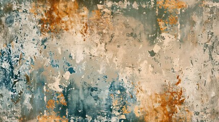 A painting with a lot of texture and color, with a blue and green background