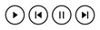 © Kingwardobe - Music player icon set for multimedia audio player user interface. Music player icon set with paly, pause, next and back button.