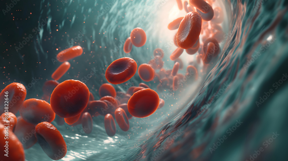 Schematic 3D model of red blood cells in an artery Stock Illustration ...