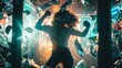 © volga - Dynamic young adult dancing amid vibrant nightclub lights