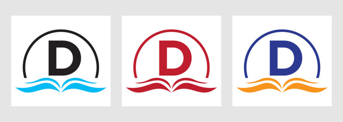 Wall Mural - Letter D Education Logo Book Concept. Training Career Sign, University, Academy Graduation Logo Design
