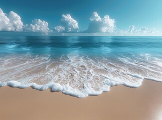 Wall Mural - Beautiful beach with sand and blue sky background. Beautiful summer landscape.