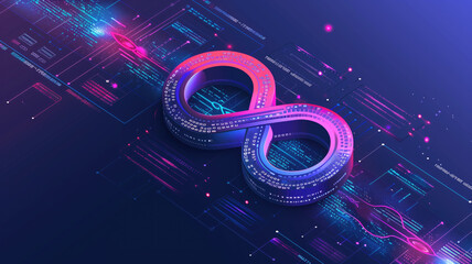 DevOps software development operations infinity symbol. Web development concept Generative AI