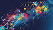 © Pavithiran - dynamic back to school background with a burst of colorful geometric shapes and symbols representing, Generative Ai