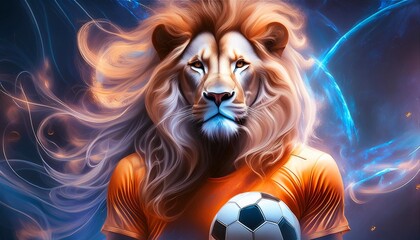 Wall Mural - Orange soccer lion 