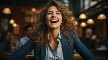 photo of a woman's expression celebrating the success of her hard work