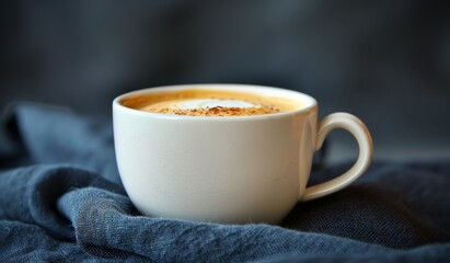 Sticker - A Cup of Latte With Heart-Shaped Foam Art on a Dark Surface