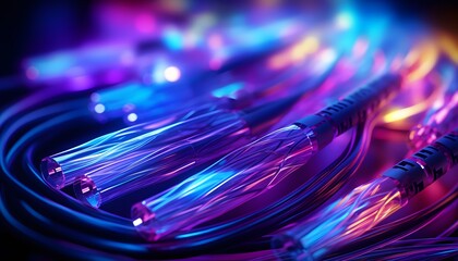 transferring information Glowing data cables background
