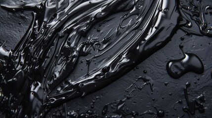 Wall Mural - liquid black oil close up background, textured swirl