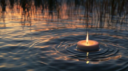 Poster - Floating candle creating ripples of light